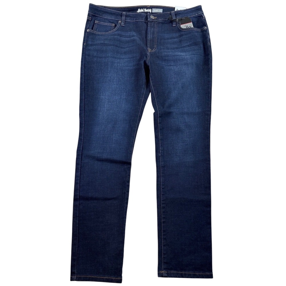 Rebel Society Mens Skinny Jeans Dark‎ Wash Stretch Denim Size 40 NWT 40x32